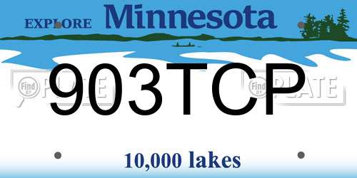 903TCP Minnesota License Plate