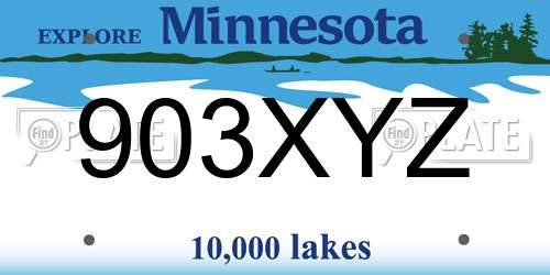 903XYZ Minnesota License Plate