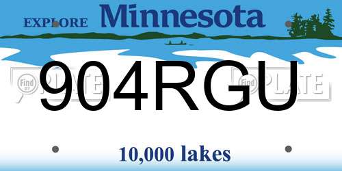 904RGU Minnesota License Plate