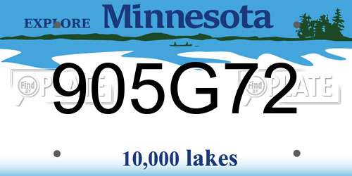 905G72 Minnesota License Plate