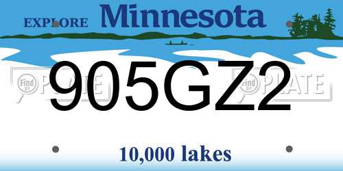 905GZ2 Minnesota License Plate