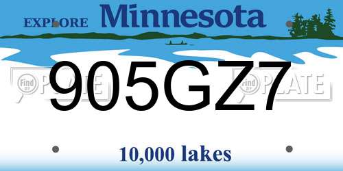 905GZ7 Minnesota License Plate