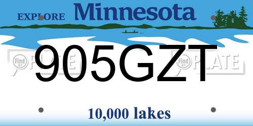 905GZT Minnesota License Plate