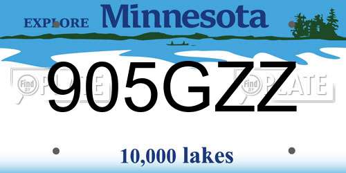905GZZ Minnesota License Plate