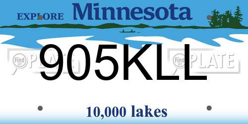 905KLL Minnesota License Plate