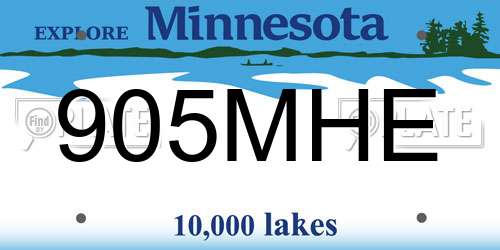 905MHE Minnesota License Plate