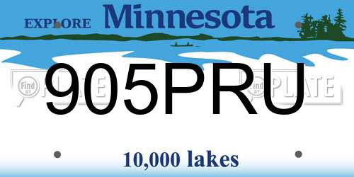 905PRU Minnesota License Plate