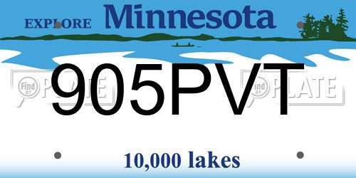 905PVT Minnesota License Plate