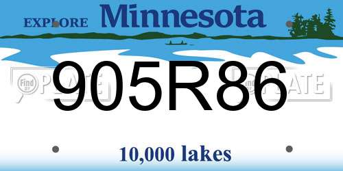 905R86 Minnesota License Plate