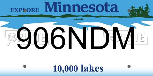 906NDM Minnesota License Plate
