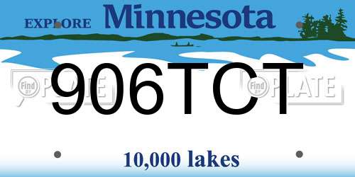 906TCT Minnesota License Plate