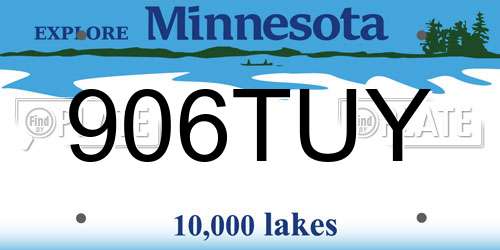 906TUY Minnesota License Plate