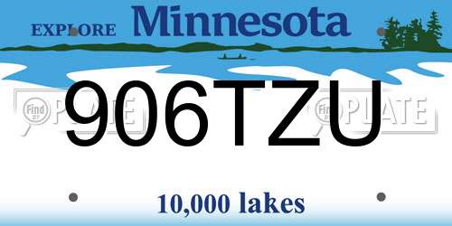 906TZU Minnesota License Plate