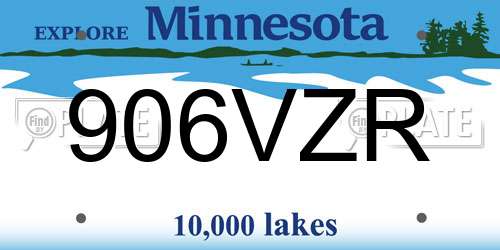 906VZR Minnesota License Plate