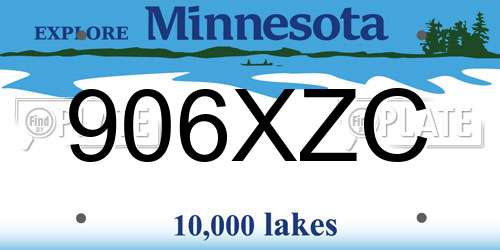 906XZC Minnesota License Plate