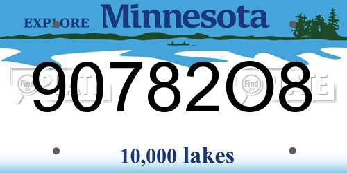 90782O8 Minnesota License Plate