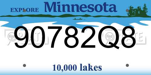 90782Q8 Minnesota License Plate