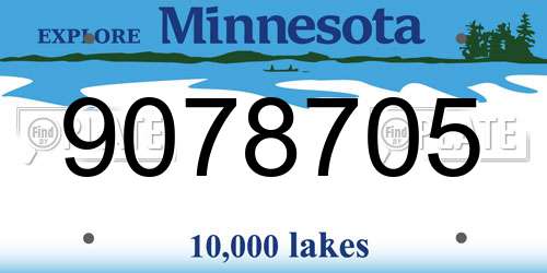 9078705 Minnesota License Plate