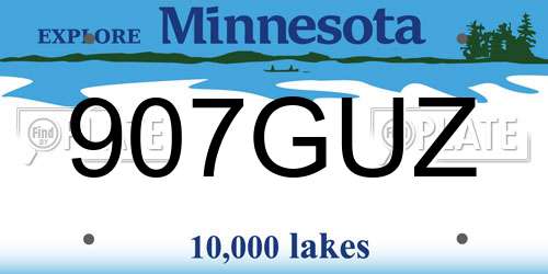 907GUZ Minnesota License Plate