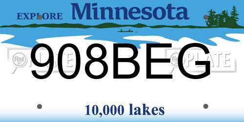908BEG Minnesota License Plate