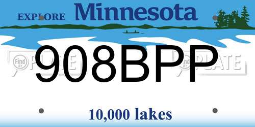 908BPP Minnesota License Plate