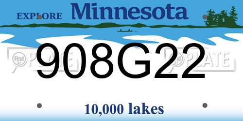 908G22 Minnesota License Plate