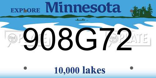 908G72 Minnesota License Plate