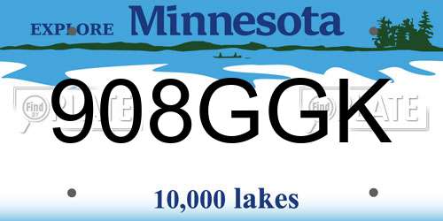 908GGK Minnesota License Plate