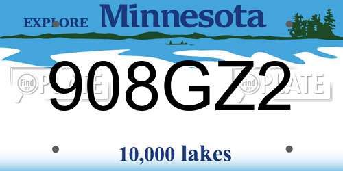 908GZ2 Minnesota License Plate