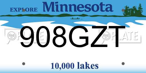 908GZT Minnesota License Plate