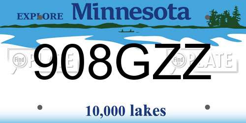 908GZZ Minnesota License Plate