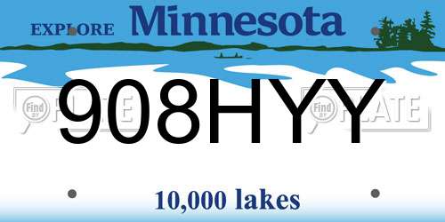 908HYY Minnesota License Plate