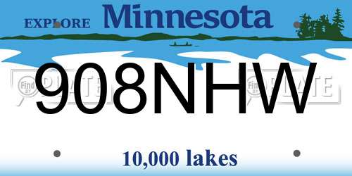 908NHW Minnesota License Plate