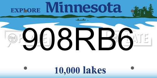 908RB6 Minnesota License Plate