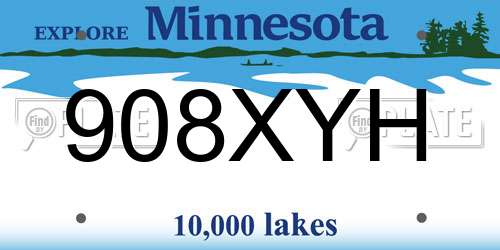 908XYH Minnesota License Plate