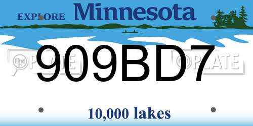 909BD7 Minnesota License Plate