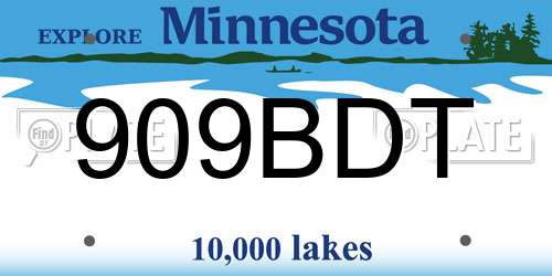 909BDT Minnesota License Plate