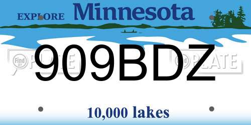 909BDZ Minnesota License Plate