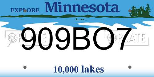 909BO7 Minnesota License Plate