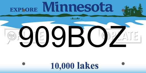 909BOZ Minnesota License Plate