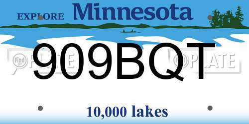 909BQT Minnesota License Plate