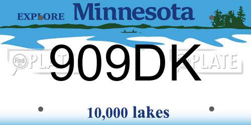 909DK Minnesota License Plate