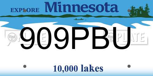 909PBU Minnesota License Plate