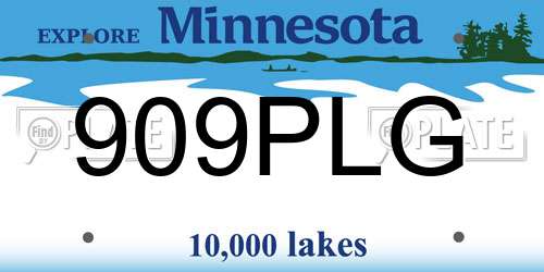 909PLG Minnesota License Plate
