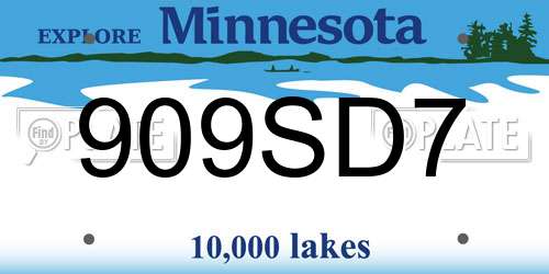 909SD7 Minnesota License Plate