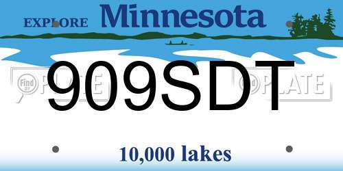 909SDT Minnesota License Plate