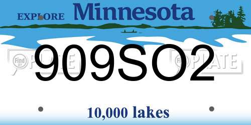 909SO2 Minnesota License Plate