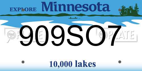 909SO7 Minnesota License Plate