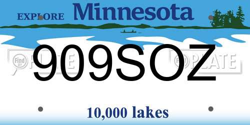 909SOZ Minnesota License Plate