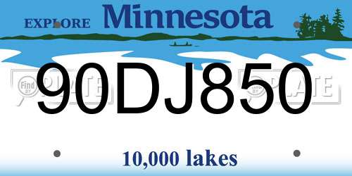 90DJ850 Minnesota License Plate